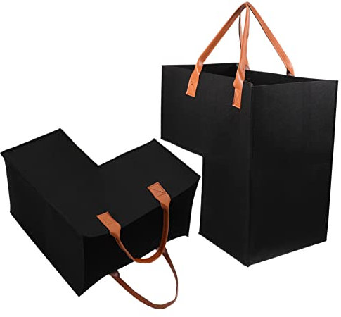 HOOTNEE Cesto Portabiancheria a l in Feltro Resistente Manico, Grande Contenitore Portaoggetti Per Vestiti Sporchi e Giocattoli, Salvaspazio Per Scale e Arredamento Casa, Set Da 2 Pezzi