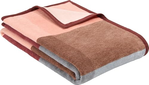 Erwin Müller Jacquard Wohndecke Bari dunkelrot Größe 150x220 cm - kuschelweich, pflegeleicht und strapazierfähig
