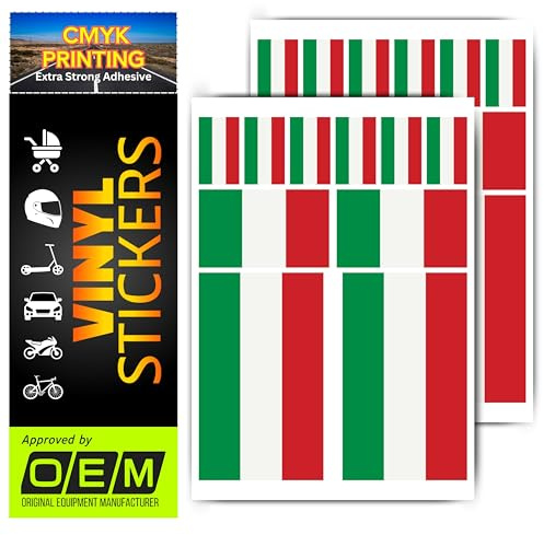 Motorrad Aufkleber Wetterfeste Vinyl Sticker Roller Scooter Helm Auto Roller Tank UV-Beständig Selbstklebend Hochwertige Dekoration Fahrzeuge KFZ (Italien Flagge, Set-20)