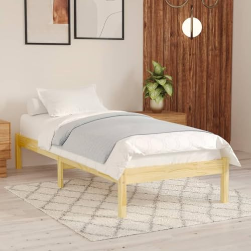QJBSAVVA Massivholzbett Kiefer 90x200 cm Einzelbett mit Lattenrost Modernes Design Robust und Langlebig für Schlafzimmer Gästezimmer und Jugendzimmer