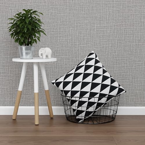 LEDSone Light Grey Linen Textured Wallpaper Roll 50 cm x 280 cm (2 Roll) | Thick Fabric Effect Plain Hessian Wall Covering, Minimalist Feature Wall Decor for Living Room, Bedroom & Hallway