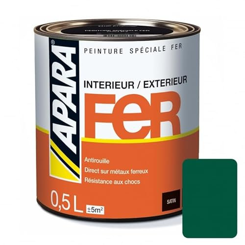 APARA Peinture Fer Satin 0.5 litre Vert jardin (RAL 6005)