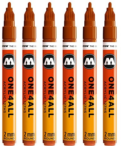 Molotow One4All 127HS Acryl Marker (2,0 mm Strichstärke, hochdeckend und permanent, UV-beständig, für fast alle Untergründe) 6 Stück Farbe 010 hummer