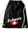 Shirtinstyle Gym Sack Turnbeutel Schweiz Flagge, Land, Urlaub Heimat Familie Länder, Farbe Schwarz