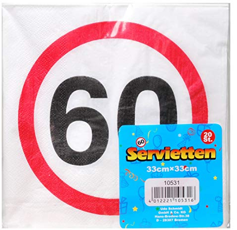 Udo Schmidt GmbH Servietten 60 Dekoration 60. Geburtstag Deko Party Tisch Deko 20-TLG.