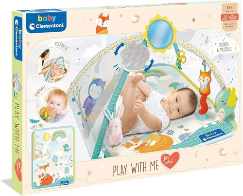 Clementoni Baby 17247 - Baby Soft Activity Gym Spieldecke/Aktivitäts-Matte mit 7 Aktivitäten ab Geburt