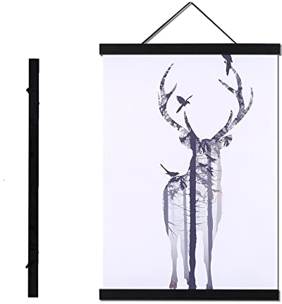 Cintre de Cadre de Photo en Bois,Moderne Magnétique en Bois Photo,Photo DIY Affiche Scroll Impressions Artwork Cintre Wall Art Cadre pour la décoration Murale 7 Tailles Disponibles(50cm)