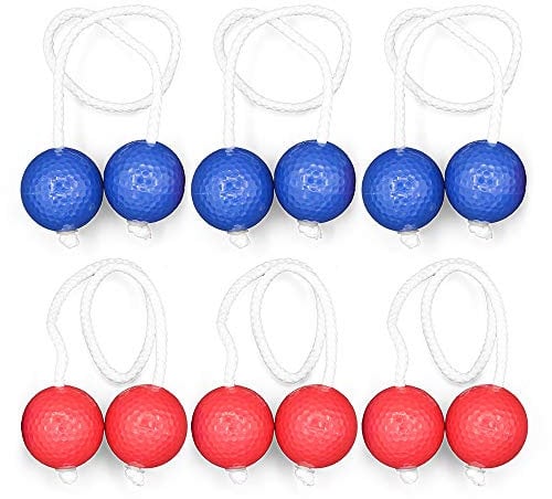 Lixada Ladder Toss Ball Game Set 6 Pair Golf Ball Bolas Hard Golf Training Balls for Outdoor Game