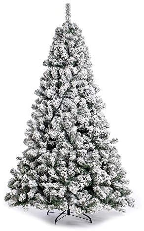 Nataland Albero di Natale Artificiale Verde Innevato Modello Monte Bianco Altezza 240 Cm, Abete Super Folto con Effetto Realistico e Rami Con Aghi Anticaduta
