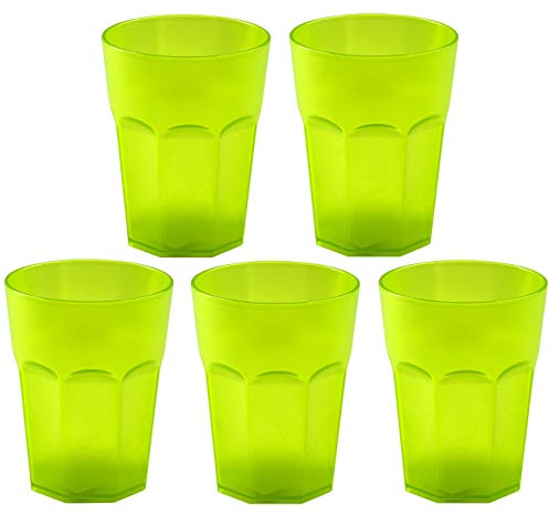 ENGELLAND Lot de 5 gobelets en plastique réutilisables Vert/vert fluo 0,25 l