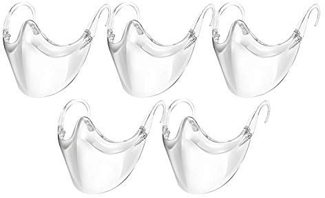 Youning Unisexe Plastique Transparent visière Réutilisable Extérieures Protection, Couvrant pour Protéger Les Yeux, Nez, Bouche pour Adultes Hommes Femmes (5PCS)