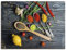 ARTLAND Wanddeko Leinwand Bilder Wandbild 80x60 cm Querformat Küchenbilder Gewürze Essen Lebensmittel Chili Kräuter H9KD