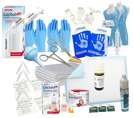 Puppy Dog Whelping Kit Feeding Bottle & Teats, 250g Puppy Milk With Pup Whelping Collars 5119+138200