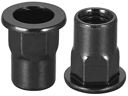 sourcing map M8 Nietmuttern, Gewinde, halber Sechskant, Karbonstahl, verzinkt, Flachkopf, Gewindeeinsatzmutter schwarz, 50 Stück