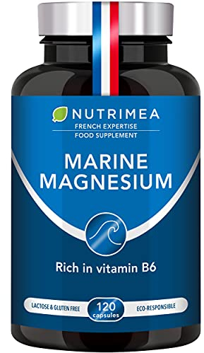 Marine Magnesium and Vitamin B6 | Fights Fatigue | 150 mg/day | 120 Plant-based Capsules | French Expertise