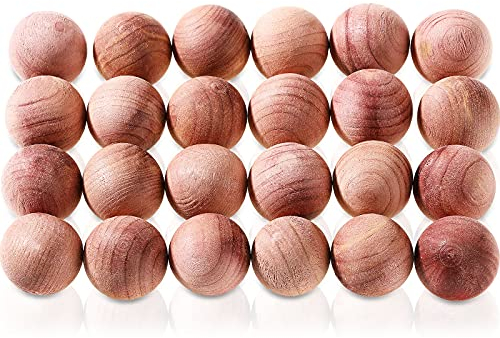 24 Pieces Natural Cedar Balls Aromatic Red Cedar Wooden Moth Balls Cedar Wood Anti Moth Freshener & Deodoriser for Wardrobes Clothes Storage Drawer Wardrobe Freshener Accessories