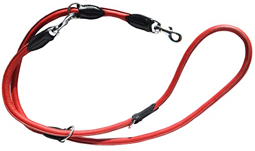 HOGACA EDLE Echt-Leder-Hunde-Leine 786-07.1, ø1,0 x 220cm, mehrfach verstellbar, rot