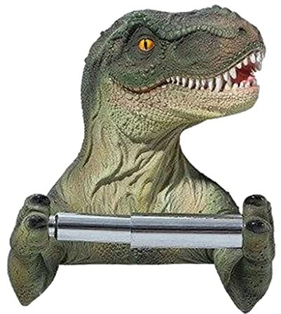Perfk Porte-Papier Toilette Dessin Animé Dinosaure - Tenture Murale Stockage Gratuit pour Cuisine Salle de Douche - Vert