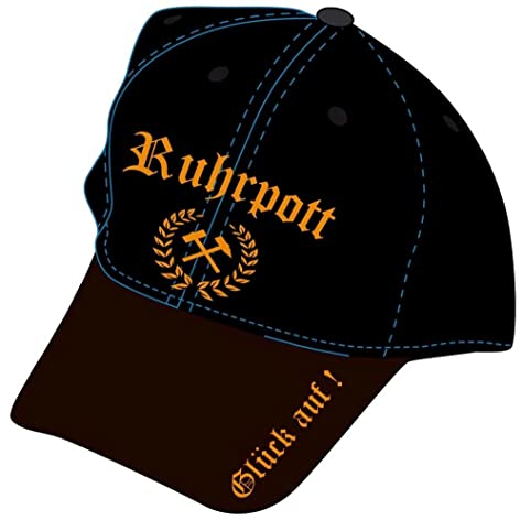 Fanshop Lünen Basecap Ruhrpott Cap mit Stick (orange) Baseballcap Kappe Mütze Fahne Pott Schirmmützen, Schwarz