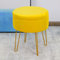La Maison Velvet Round Stool Ottoman Storage Seat Vanity Dressing Table Stool Chair Coffee Table Tray Metal Legs (Ochre)