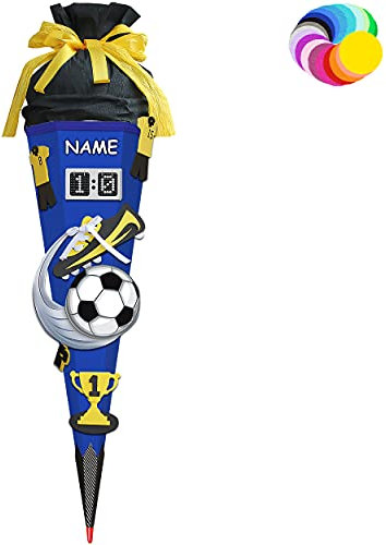 alles-meine.de GmbH Bastelset - Schultüte Farbe & Größe wählbar 70/85 / 100 cm - Fussball - inkl. Name - Farbe frei wählbar - Bastelschultüte - Zuckertüte zum selber Bastel..