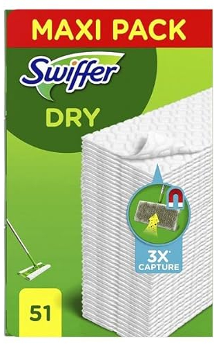 Swiffer Ricambi Panni Per Scopa 51 Pezzi, Per Catturare E Intrappolare 3 Volte Più Polvere, Sporco E Peli Di Una Scopa Tradizionale