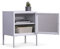 Nachttisch Tokio - Beistelltisch Weiss für Schlafzimmer als Nachtschrank aus Metall - Nachtkasten mit Regal Ablage und Glastüre, Kommode für Bücher und Schlafzimmer Deko - Industrial Bedside Table
