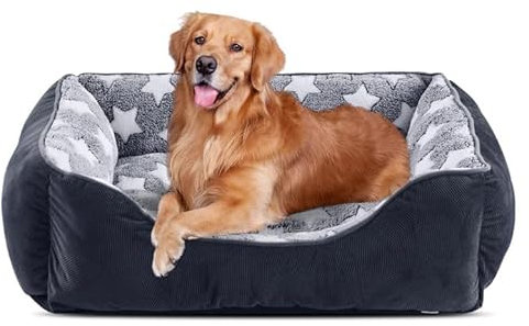 MIXJOY Extra Large Dog Bed(89x63cm), Super Soft Cosy Rectangle Dog Beds, Grey Washable Pet Bed, Ideal for Golden Retriever, Labrador，German Shepherd，Samoye，Rottweiler