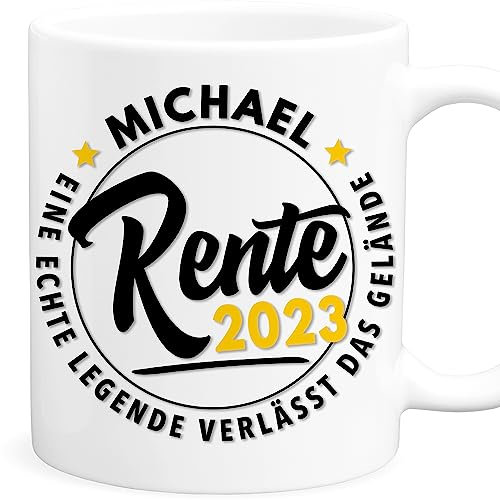 Tasse Rente 2023 für Rentner personalisiertes Renteneintritt Geschenk Rentnerin Eine Legende verlässt das Gelände Abschiedsgeschenk Kollegen Abschied Kollegin Geschenk
