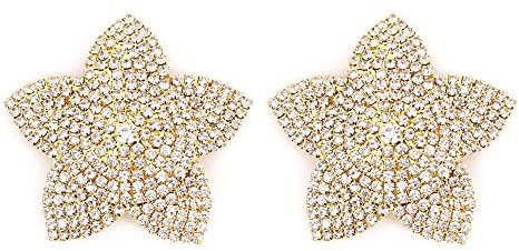 Naimo Damen Stern Nippelabdeckung Glitzer Strass Brustwarzenabdeckung Selbstklebend Wiederverwendbare Nippel Cover Nippelpads Pasties Brust Aufkleber