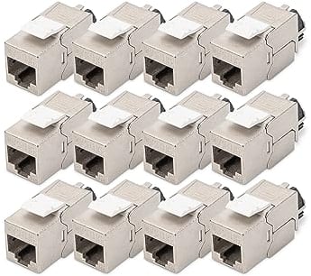 DIGITUS Módulo Keystone Cat-6A blindado - 12 Unidades - Conector RJ45-500 MHz 10GBase-T - AWG 26-22 - Diseñable - con Palanca de Bloqueo - Montaje sin Herramientas