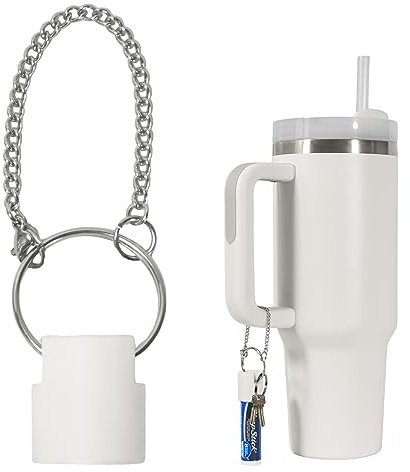 K TOMOTO Chapstick Replacement Cap for Stanley Cup 40OZ, Portable Accessories Lip Balm Carrier Cover Keychain Holder for Stanley Tumbler, white