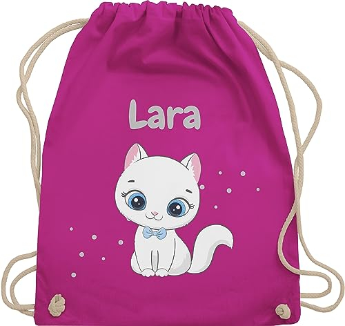 Turnbeutel Rucksack - Süße Katze Katzen Katzenmotiv Cat Cats - Unisize - Fuchsia - name katzenmotiven beutel kindergarten katzenliebhaberin stoffbeutel tasche katzenbesitzerin turnsackerl