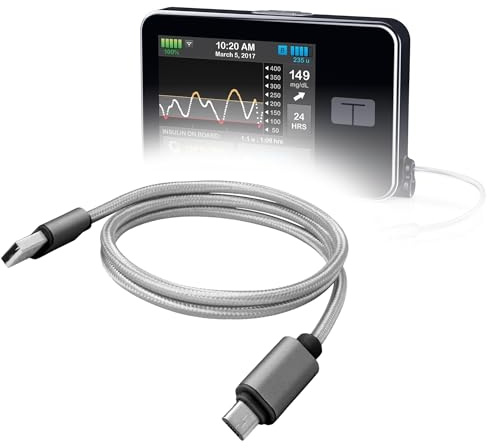 BoxWave Cavo compatibile con pompa per insulina Tandem t:Slim X2 - Micro USB DuraCable, cavo di ricarica micro USB intrecciato - Grigio siderale