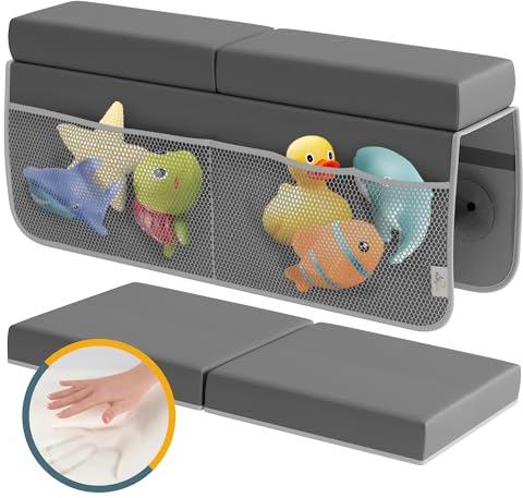 FluffyTub Memory Foam Bath Kneeler and Elbow Rest pad Set - 2-inch Thick, Waterproof – Essential Baby Bath Support and Kneeling Pad Set for Bathtub – Baby Bath Kneeler and Bath Elbow Rest pad Set