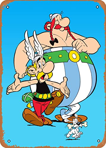 Zuhhgii Filmposter Retro-Metallschild Asterix Obelix Idefix Asterix & Obelix Vertikale Wandkunst Dekor für Musik Cafe Bar Restaurant Blechschild 20,3 x 30,5 cm