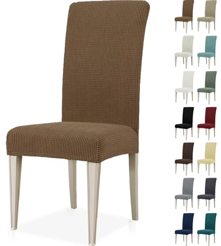 Ystyle Stretch Stuhlhussen 6er Set, Stuhlbezug Elastisch Abnehmbarer Waschbarer, Universal Hussen Für Stühle, Stuhlbezüge Chair Cover Für Hotel Bankett Küche Restaurant Hochzeit Party, Braun