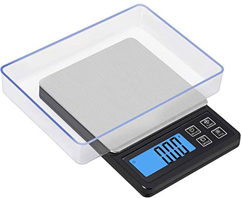 HLDMUXBF Bilancia da cucina Bilancia digitale for alimenti, Bilancia da cucina elettronica portatile Mini bilancia multifunzione tascabile LCD retroilluminato con vassoio. Bilancia