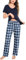 Bresdk Pyjama Femme avec T-Shirt à Manches Courtes et Pantalon Long Ensemble de Pyjama Coton 2 Pièce Vêtements de Nuit Idéal pour l'Été
