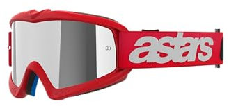 Alpinestars Vision Youth MX ATV MTB Off Road Occhiali (Rosso - Lenti Argento Specchio)