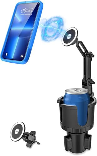 Kolasels Magnetischer Getränkehalter für Auto [4-in-1] Mag-Safe für Getränkehalter & Lüftungsschlitz, für iPhone 16 15 Pro Max und alle Handys, Schwarz, Blau, Polyester, Universal