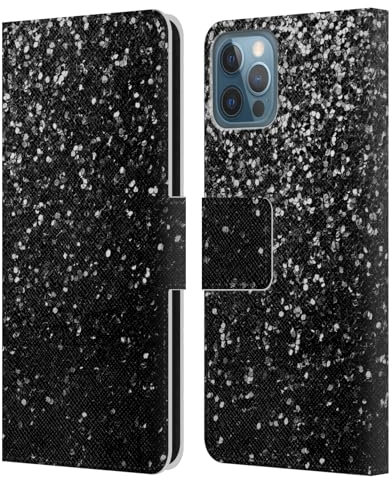 Head Case Designs Officially Licensed PLdesign Black Sparkle Prints Leather Wallet Case Compatible With Apple iPhone 12 / iPhone 12 Pro