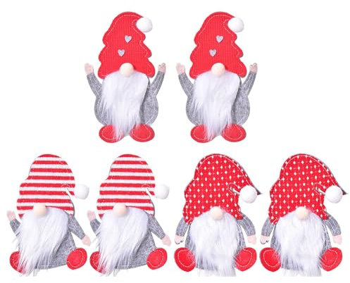 Tomotato 6 Stück Weihnachts-Besteckhalter, Taschen, Weihnachtsmann, Zwerg, Geschirr, Löffel, Gabeln, Aufbewahrungstasche, Besteckhalter, Geschirrhalter, Weihnachtszwerg, Besteckhalter