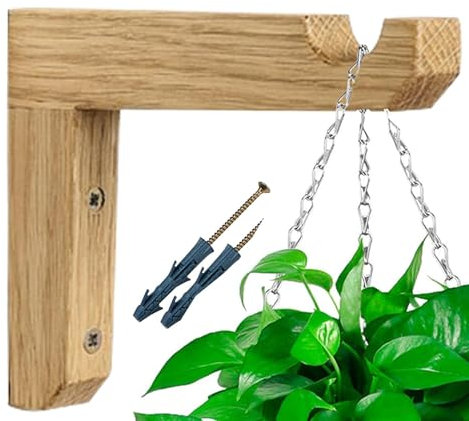 Gancho para colgar plantas, ganchos para plantas de interior para pared - Soporte para macetero de madera | Gancho para plantas en forma de L, soporte interior y exterior para maceteros, linternas, co