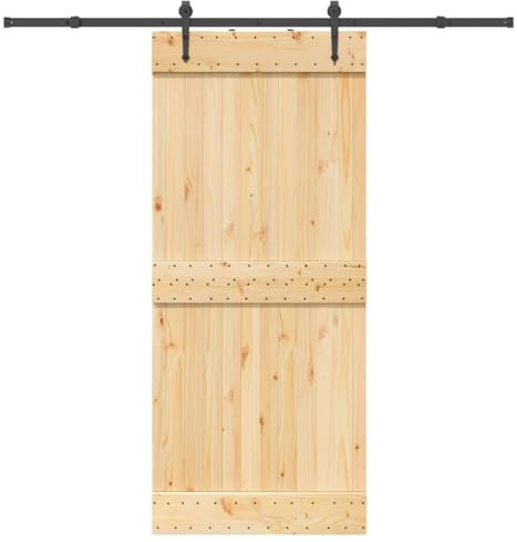 vidaXL Puerta corredera con herrajes madera maciza de pino 90x210 cm