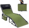 WKFAMOUT Sonnenliege Campingliege Klappbar 5-Stufig Verstellbarer Rückenlehne Outdoor Gartenliege Strandliege Campingbett Klappbett mit Abnehmbaren Kühltasche Kissen 190x59CM Grün