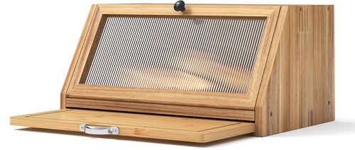 YOUDENOVA Contenitore per pane con tagliere, in legno, per pane, sale e pepe, 39 x 25 x 20 (LxWxH) cm, colore naturale,Pino