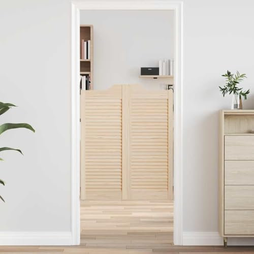 Tidyard Portes battantes à persiennes 2paire 100x80 cm bois massif Pin, Panneau de Porte d'intérieur pour Chambre, Cuisine, Grange, Salon
