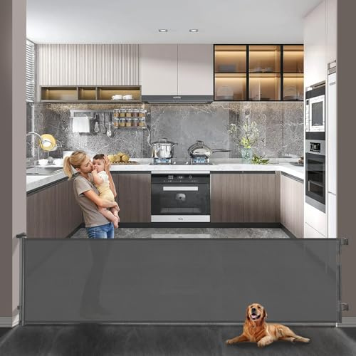dearlomum Treppenschutzgitter Türschutzgitter Ausziehbar 0-300 cm,Baby Absperrgitter Schutzgitter Treppe für Kinder,Katzen und Hunde,Geeignet für Innen Außenbereich,Grau