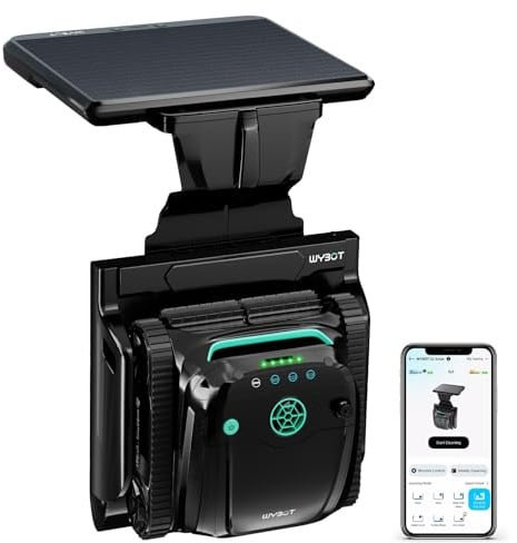 WYBOT S2 Solar Betriebener Poolsauger für Innenpools, 7 Modi und 7 Wege, automatische Rückgabe und Aufladung, 2,5 Stunden Laufzeit, Dual-Filtration, App-Steuerung, deckt 300 m²(Schwarz)